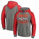 Kansas City Chiefs NFL Pro Line by Fanatics Branded Timeless Collection Antique Stack Tri Blend Raglan Pullover Hoodie Ash,baseball caps,new era cap wholesale,wholesale hats